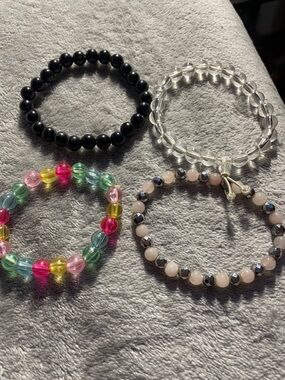 Kids Multicolor & Clear Beaded Bracelet Set - No Brand
